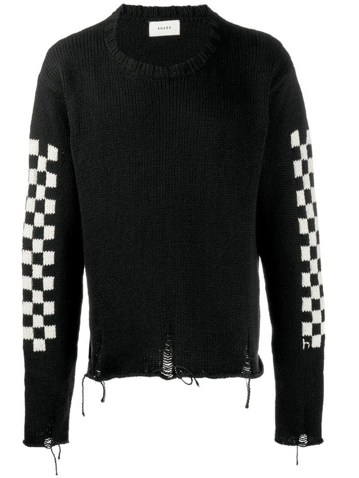 Rhude Oversized Ripped Jumper - Black