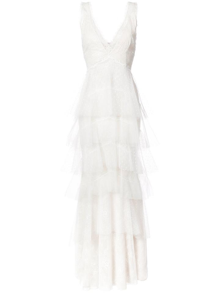 Marchesa Notte - Layered Lace Gown - Women - Nylon - 16, White, Nylon