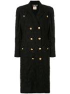 Fendi Pre-owned Lace Overlay Double-breasted Coat - Black