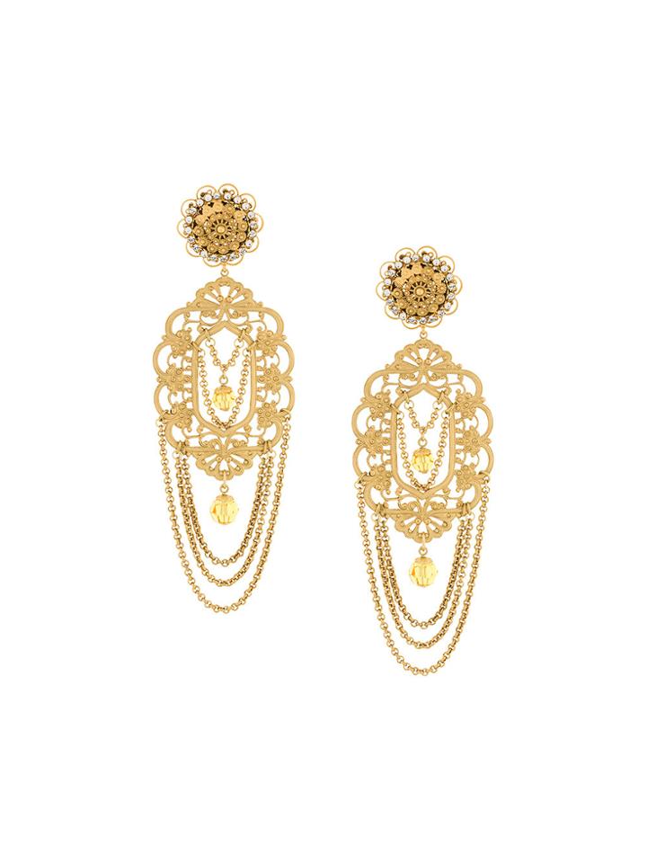 Dolce & Gabbana Filigree Statement Clip-on Earrings - Metallic