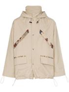 Paria Farzaneh Paisley Print Trim Hooded Cotton Rain Jacket - Neutrals