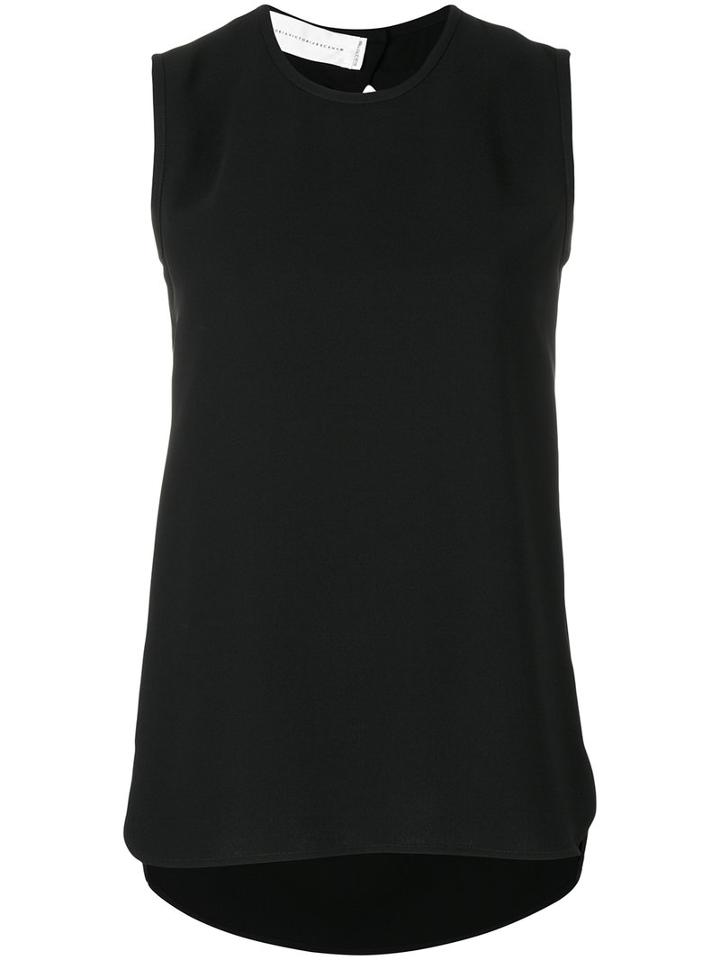 Victoria Victoria Beckham - Ruched Back Tank Top With Bow - Women - Silk/cotton/polyester/viscose - 8, Black, Silk/cotton/polyester/viscose