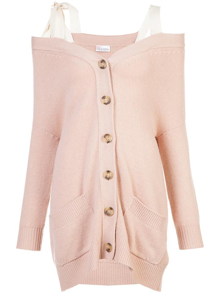 Red Valentino Ribbon Detail Cardigan - Pink & Purple