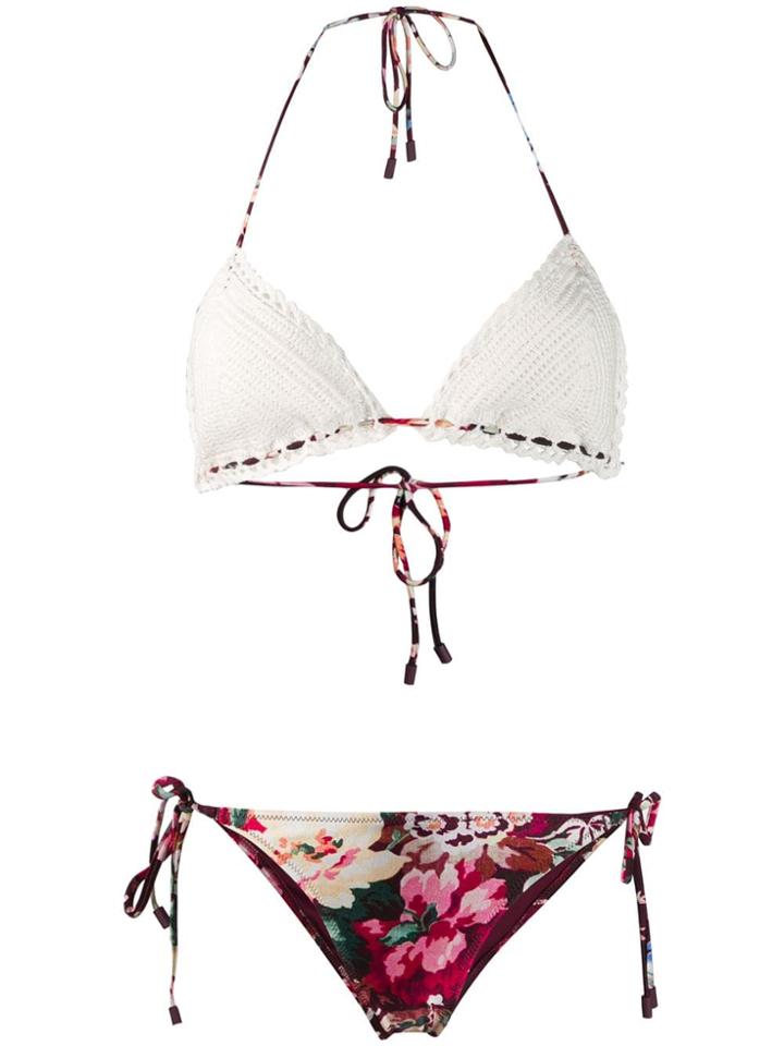 Zimmermann Mismatched Bikini Set - Pink