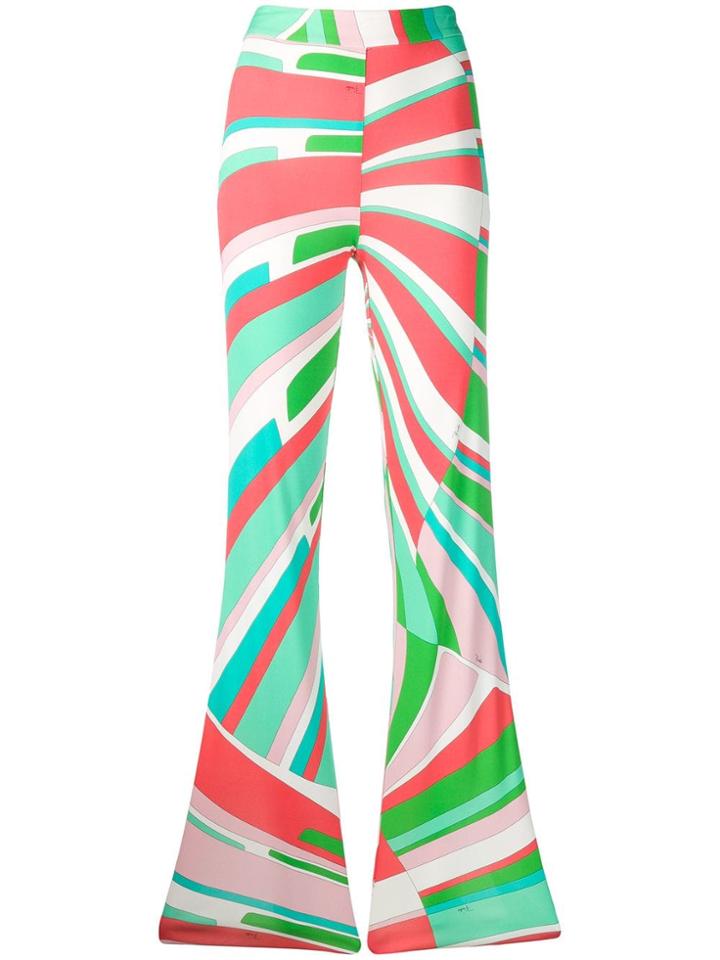 Emilio Pucci Shell Print Flared Trousers - Green