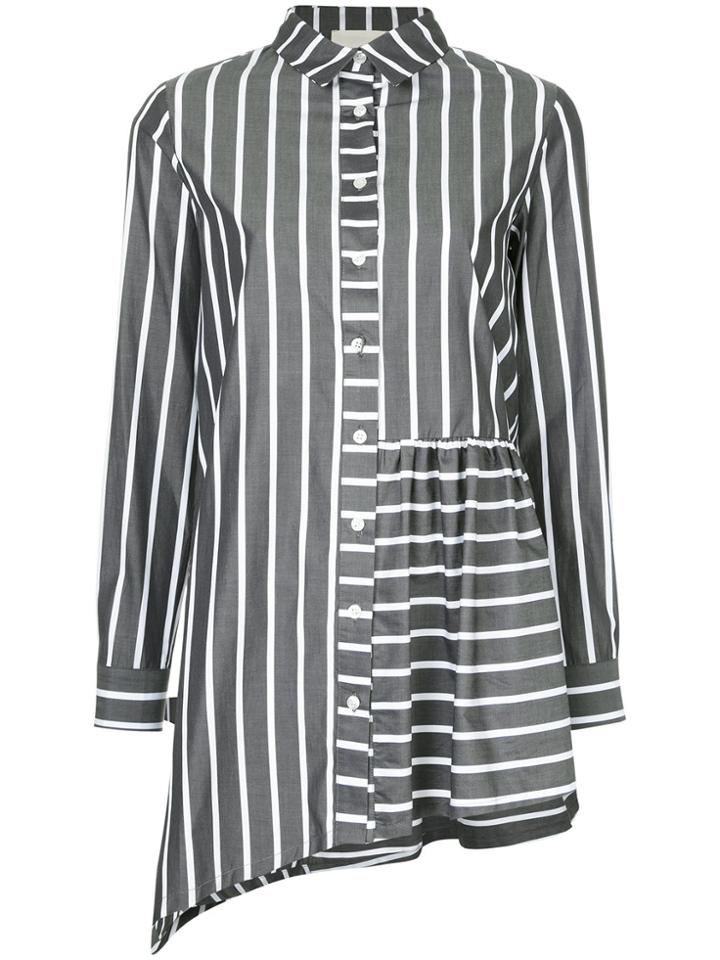 Elaidi Striped Fitted Top - Grey