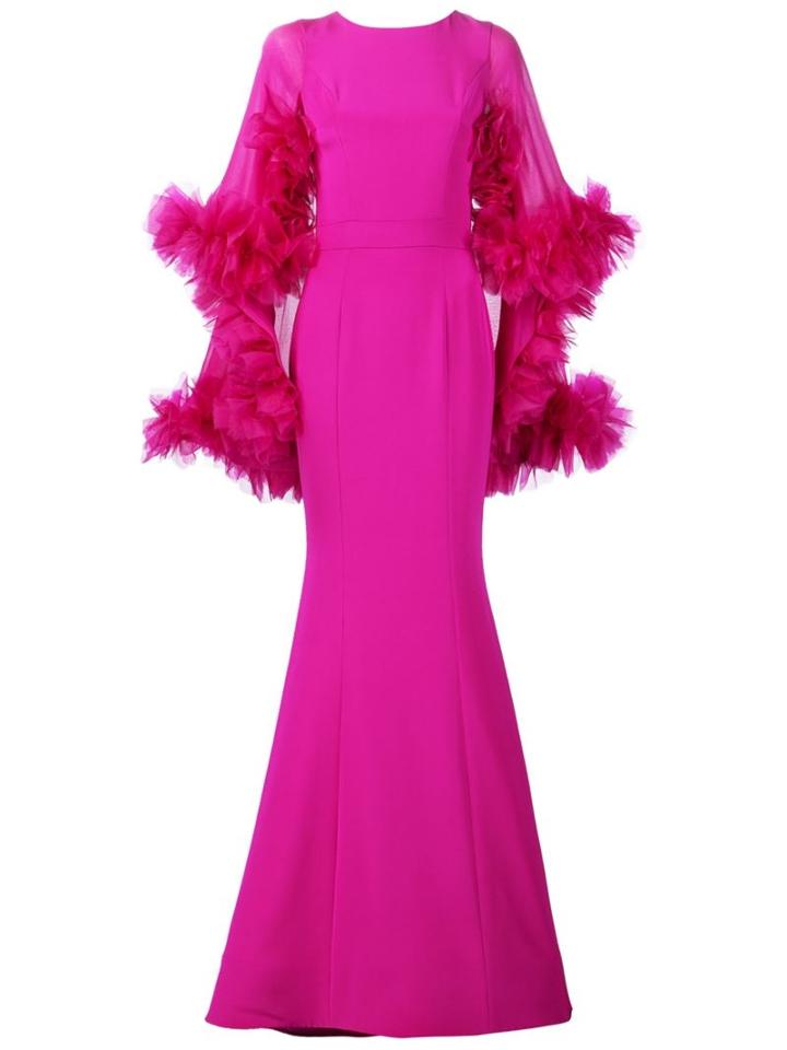 Christian Siriano Ruffled Cape Dress, Women's, Size: 4, Pink/purple, Silk