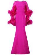 Christian Siriano Ruffled Cape Dress, Women's, Size: 4, Pink/purple, Silk