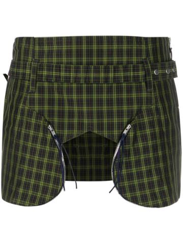 Charlotte Knowles Plaid Print Cut-out Detail Skirt - Green