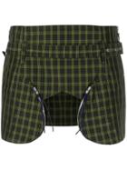 Charlotte Knowles Plaid Print Cut-out Detail Skirt - Green