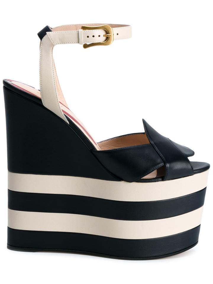 Gucci Striped 175 Platform Sandals - Blue