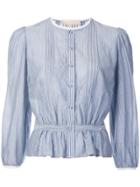Vanessa Bruno Ruffle Detail 3/4 Sleeve Shirt - Blue