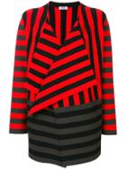 Akris Punto Striped Waterfall Hem Cardigan - Red