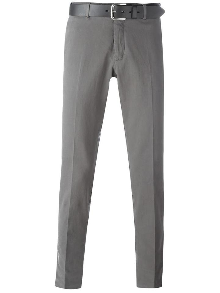 Pt01 Belted Chino Trousers, Men's, Size: 56, Grey, Cotton/spandex/elastane