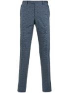 Pt01 Geometric Pattern Slim-fit Trousers, Men's, Size: 56, Blue, Cotton