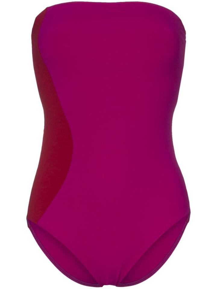 Araks Contrast Panel Bandeau Swimsuit - Purple
