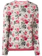 Comme Des Garçons Floral Print Sweatshirt, Women's, Size: Xs, Pink/purple, Wool