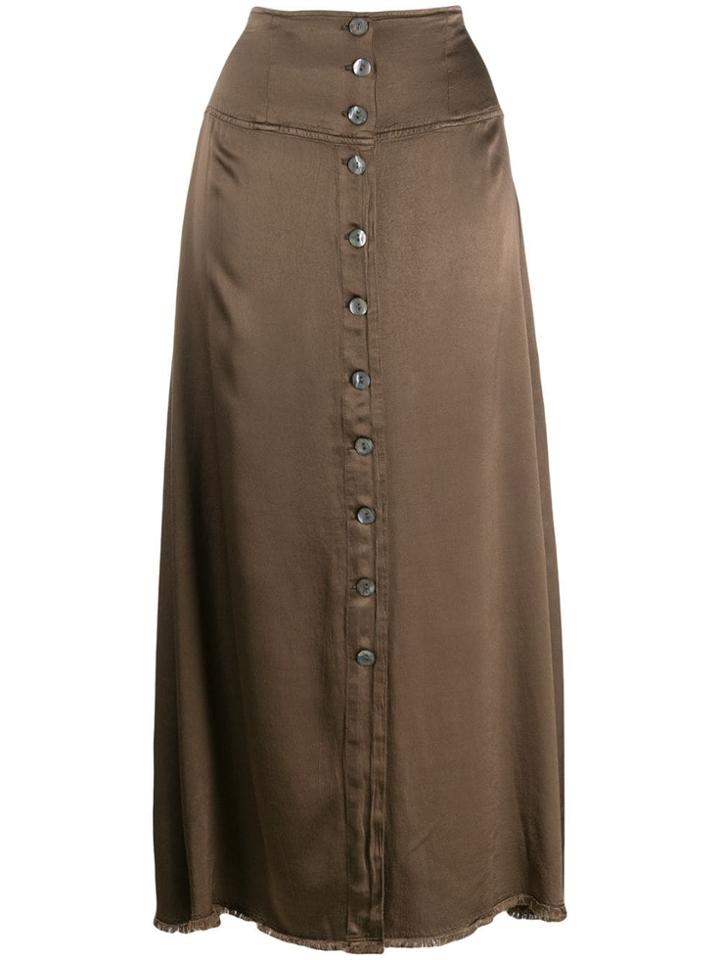 Raquel Allegra Button Up Straight Skirt - Green