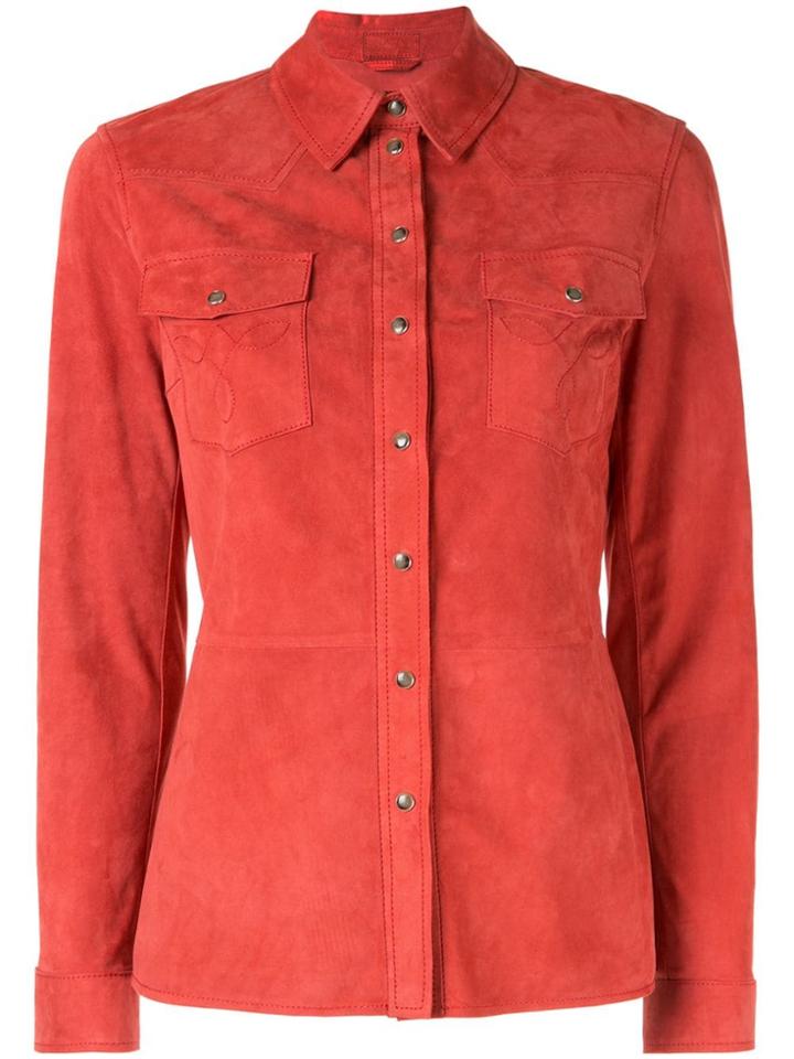 Desa 1972 Leather Shirt Jacket - Red