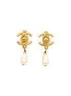 Chanel Vintage Logo Earring, Women's, Yellow/orange