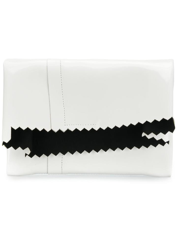 Mm6 Maison Margiela Zigzag-trim Foldover Clutch Bag - White