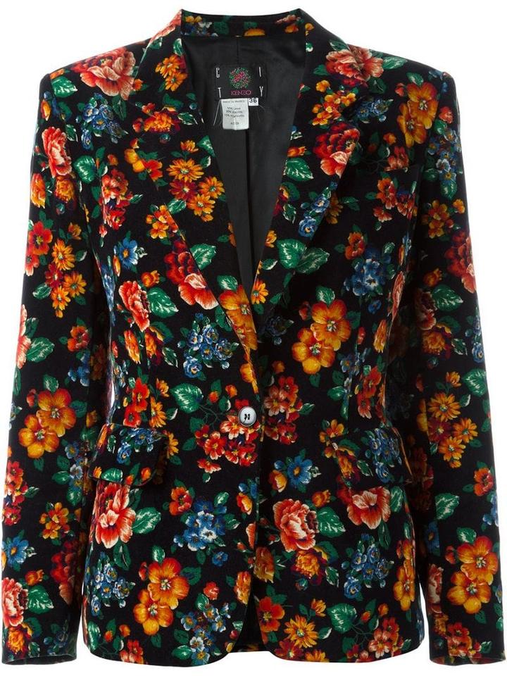 Kenzo Pre-owned Floral Print Blazer - Black