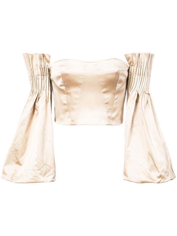 Jonathan Simkhai Pleated Off-the-shoulder Top - Nude & Neutrals