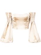 Jonathan Simkhai Pleated Off-the-shoulder Top - Nude & Neutrals