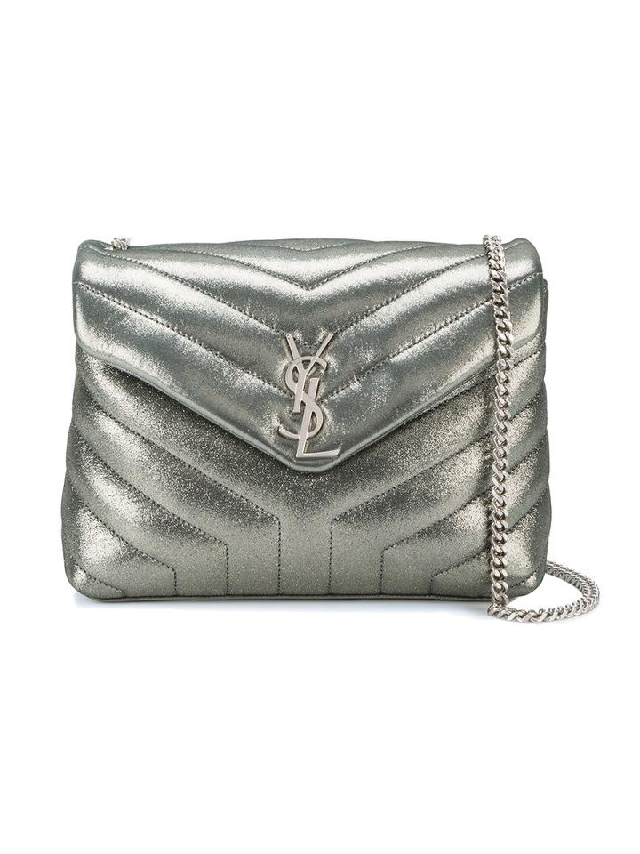 Saint Laurent Small Loulou Monogram Shoulder Bag, Women's, Grey, Metal/leather