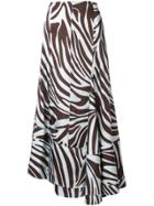 3.1 Phillip Lim Zebra Print Asymmetric Flared Skirt - Brown