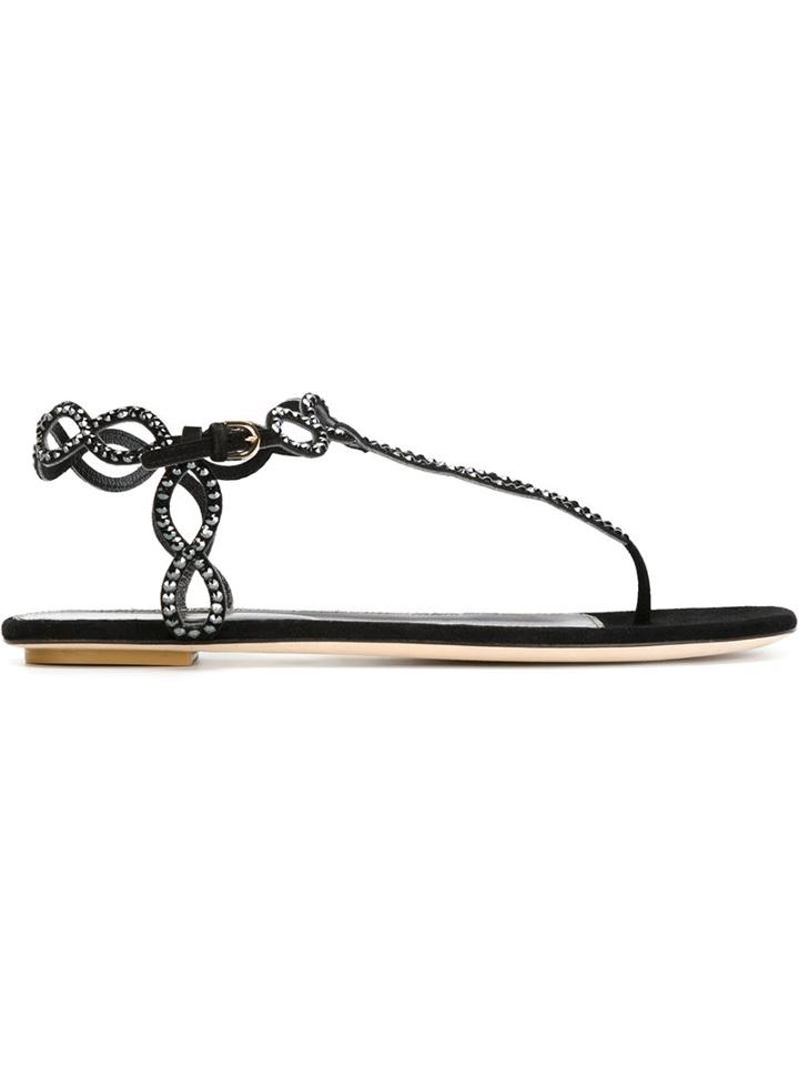 Sergio Rossi Embellished Thong Strap Sandals