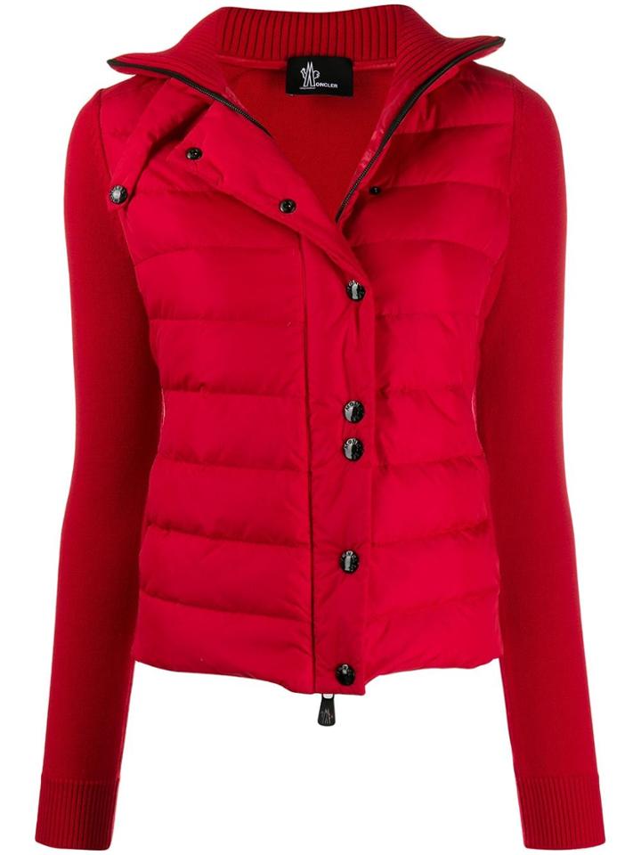 Moncler Grenoble Puffer-panelled Cardigan - Red
