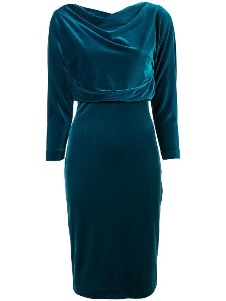 Badgley Mischka Velvet Shift Dress - Blue