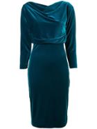 Badgley Mischka Velvet Shift Dress - Blue