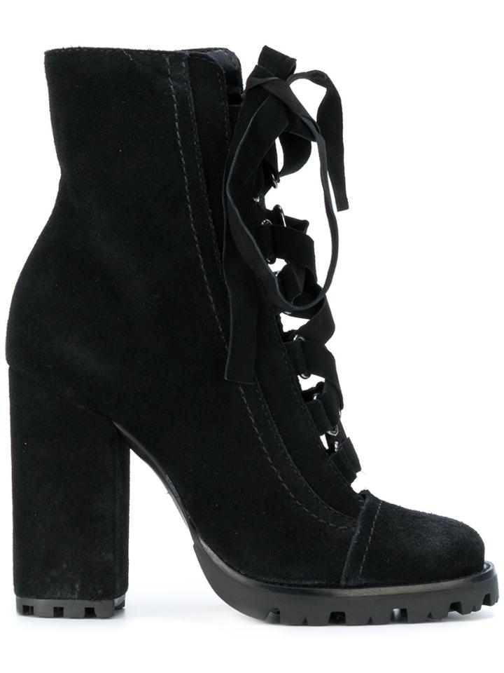 Schutz Lace-up Platform Boots - Black