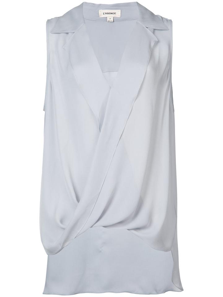 L'agence - V-neck Sleeveless Blouse - Women - Silk - S, Blue, Silk