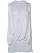 L'agence - V-neck Sleeveless Blouse - Women - Silk - S, Blue, Silk