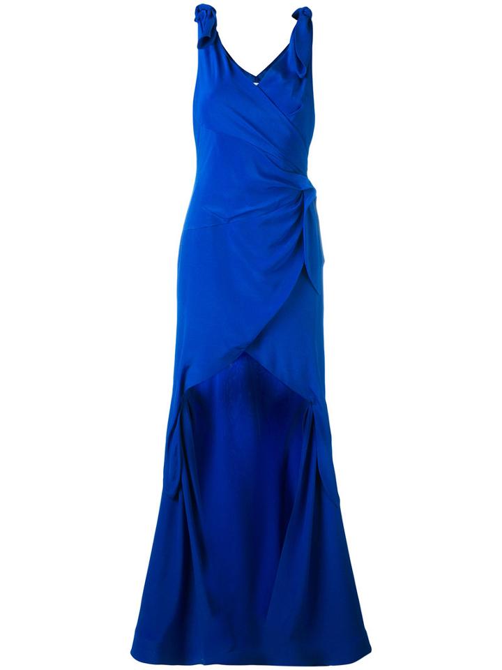 Moschino - Stepped Hem Draped Evening Dress - Women - Silk/acetate/rayon - 42, Blue, Silk/acetate/rayon