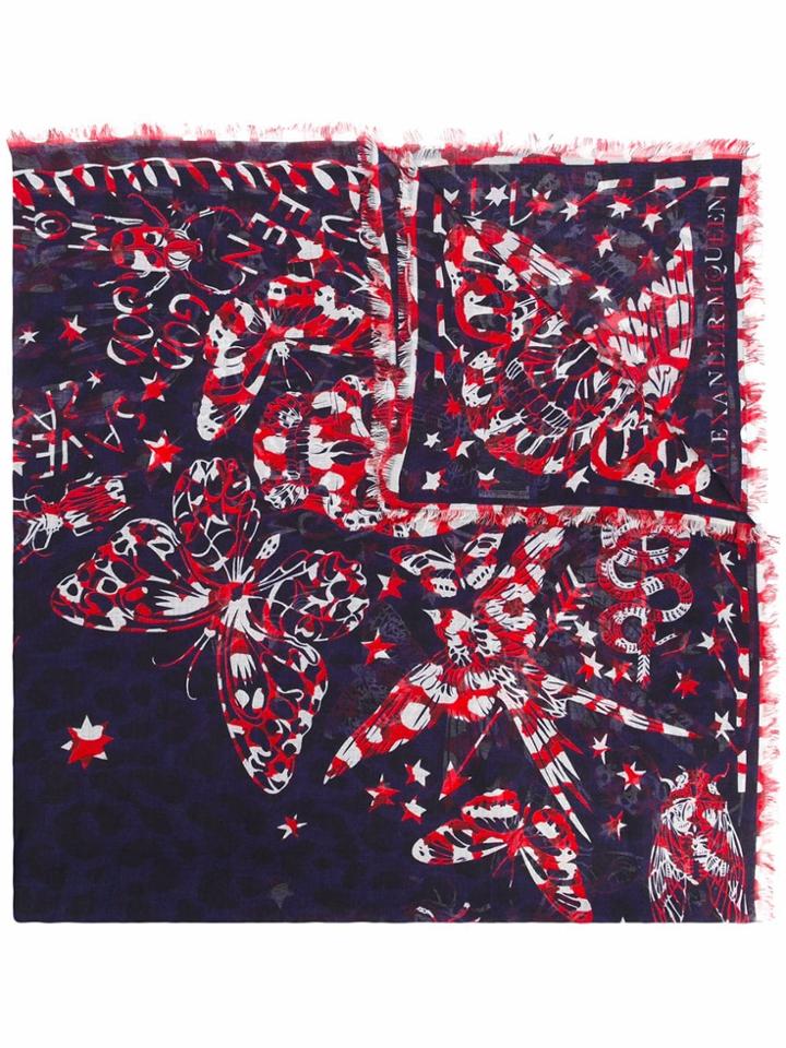 Alexander Mcqueen Butterfly Print Scarf - Multicolour