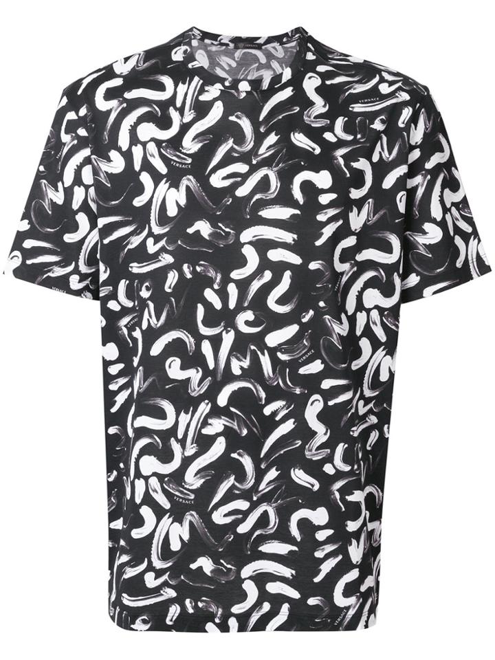 Versace Brushstroke Print T-shirt - Black