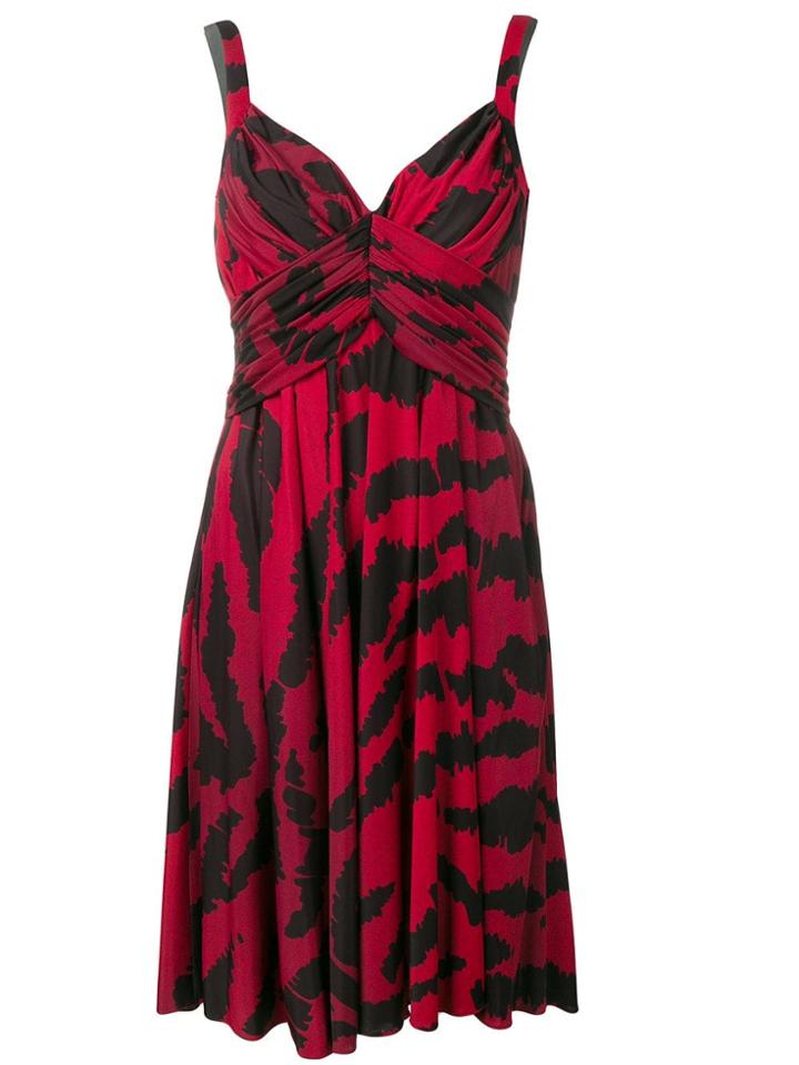 Moschino Vintage Printed Gathered Dress