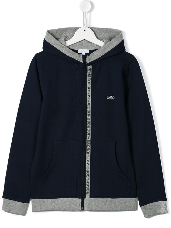 Boss Kids Embroidered Logo Hoodie - Blue