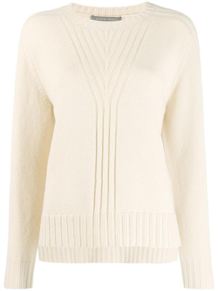 Alberta Ferretti Knitted Crew Neck Sweater - Neutrals