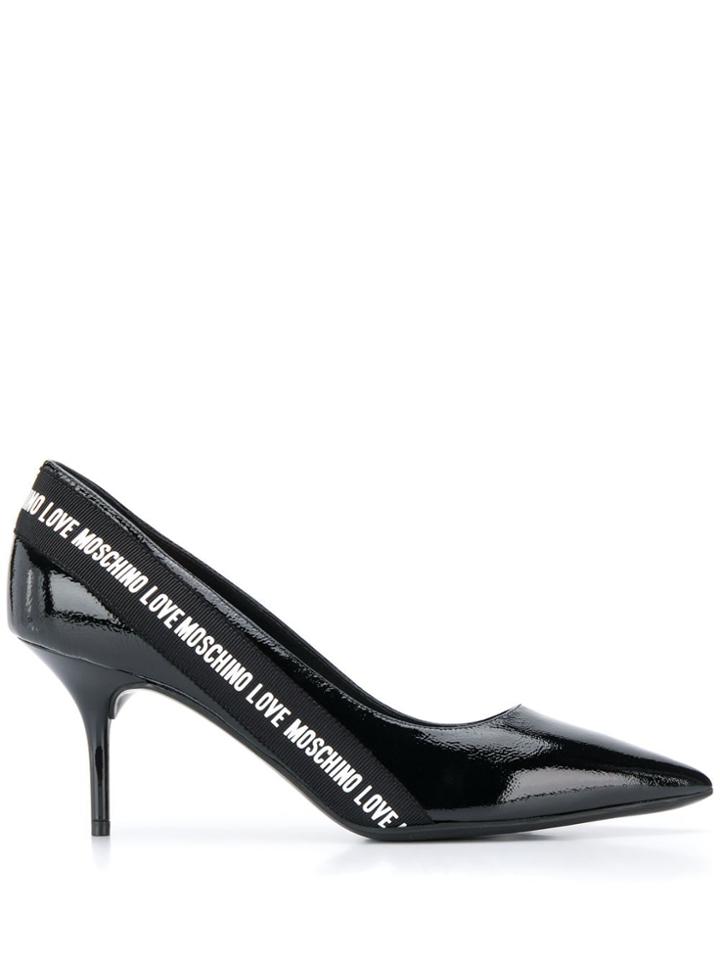 Love Moschino Logo-band Patent Pumps - Black