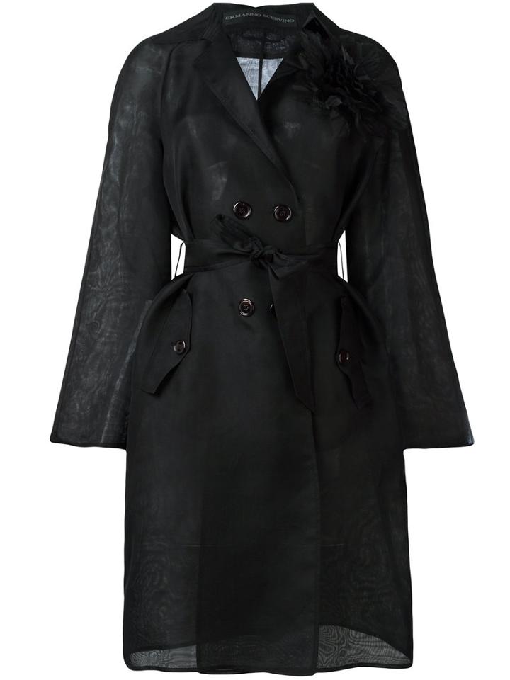 Ermanno Scervino Belted Coat, Women's, Size: 46, Black, Silk