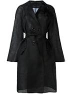 Ermanno Scervino Belted Coat, Women's, Size: 46, Black, Silk