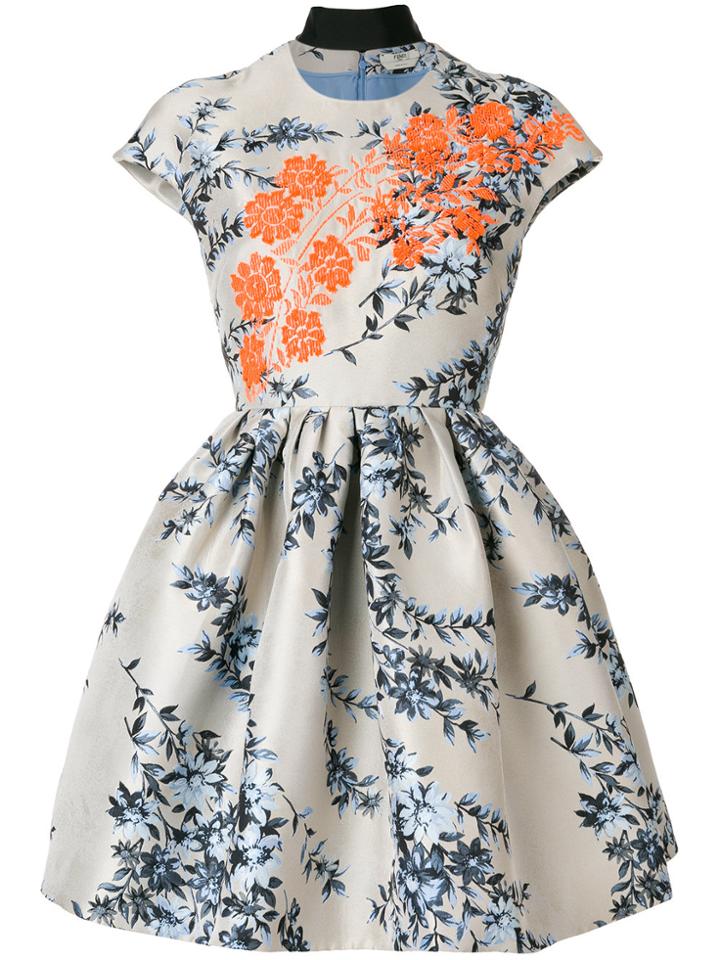 Fendi Floral Flared Dress - Nude & Neutrals