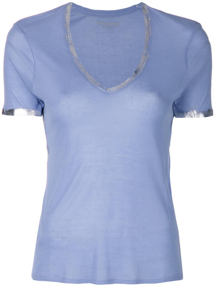 Zadig & Voltaire Glitter Hem T-shirt - Pink & Purple