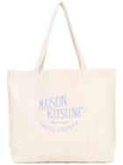 Maison Kitsuné - Logo Print Tote - Men - Cotton - One Size, Nude/neutrals, Cotton
