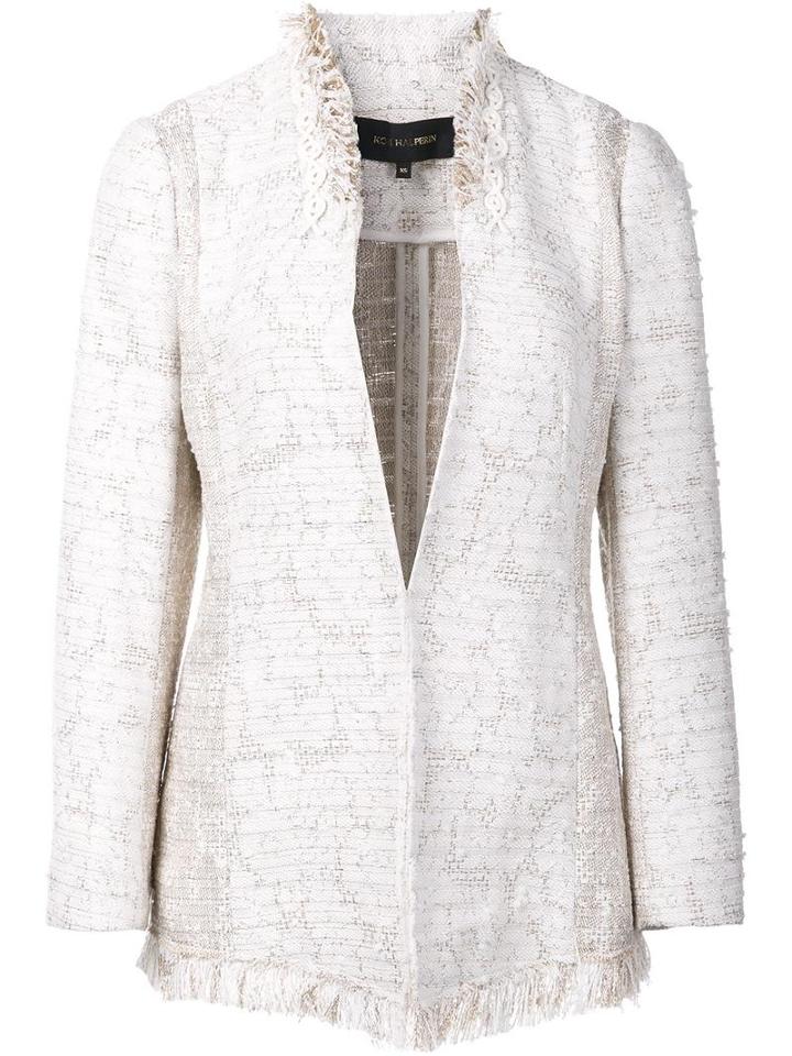 Kobi Halperin Fringed Detailing Fit Blazer, Women's, Size: Small, Nude/neutrals, Polyester/cotton/acrylic/polyamide